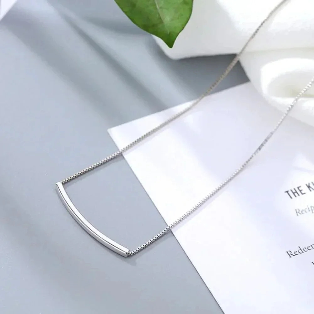 925 Sterling Silver Simple Bar Necklace